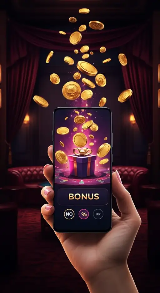 Overzicht van alle bonussen en promoties bij Trueluck Casino op een mobiele telefoon met aanbiedingen voor gratis spins en match bonussen