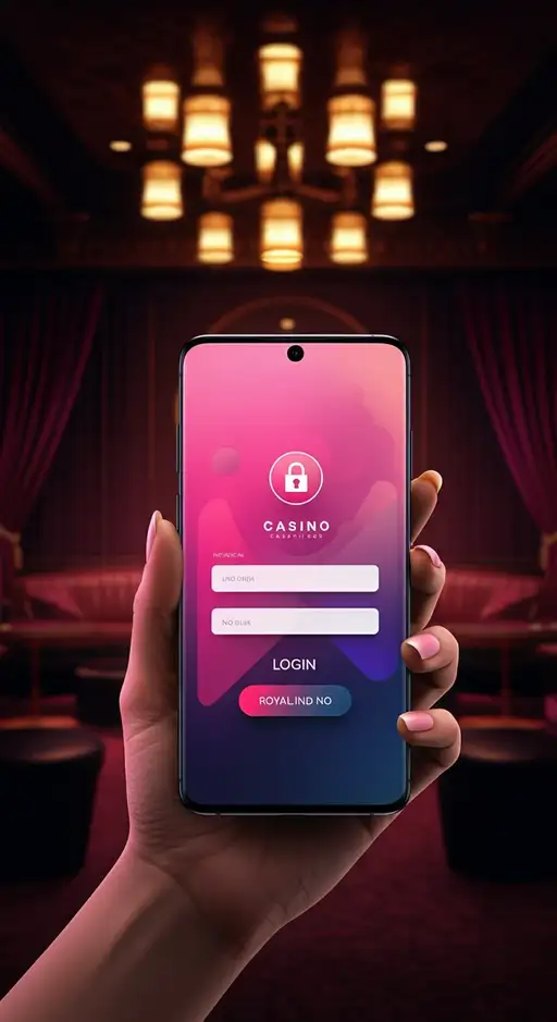 Een mobiel scherm toont de inlogpagina van Casino Trueluck met opties voor biometrisch inloggen en het invoeren van e-mail en wachtwoord.