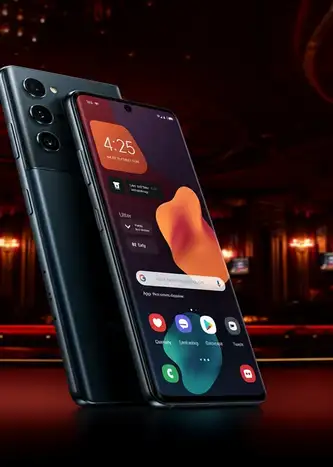 Gebruikersinterface van de Trueluck Casino PWA op een smartphone, met snelle laadtijden en biometrische beveiliging, getoond op een modern mobiel apparaat